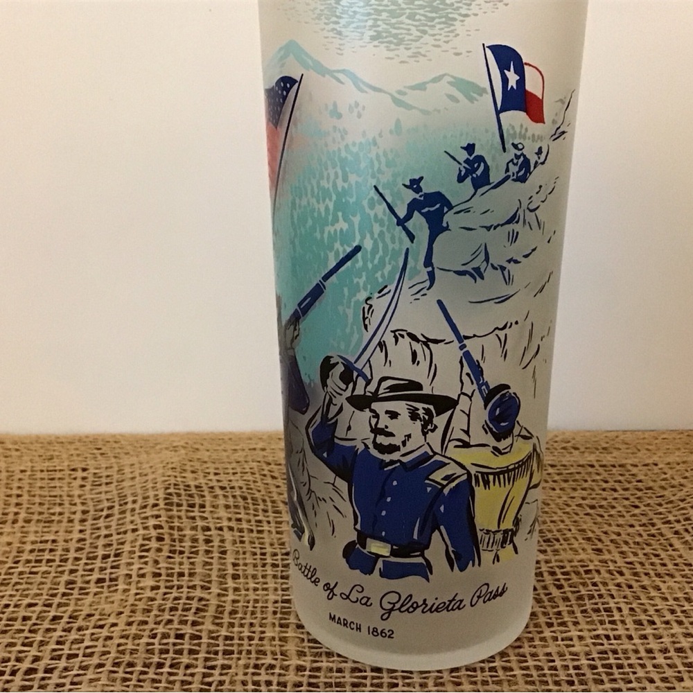 Vintage 50’s Colorado Centennial Commemorative Battle of La Glorieta Pass Glass